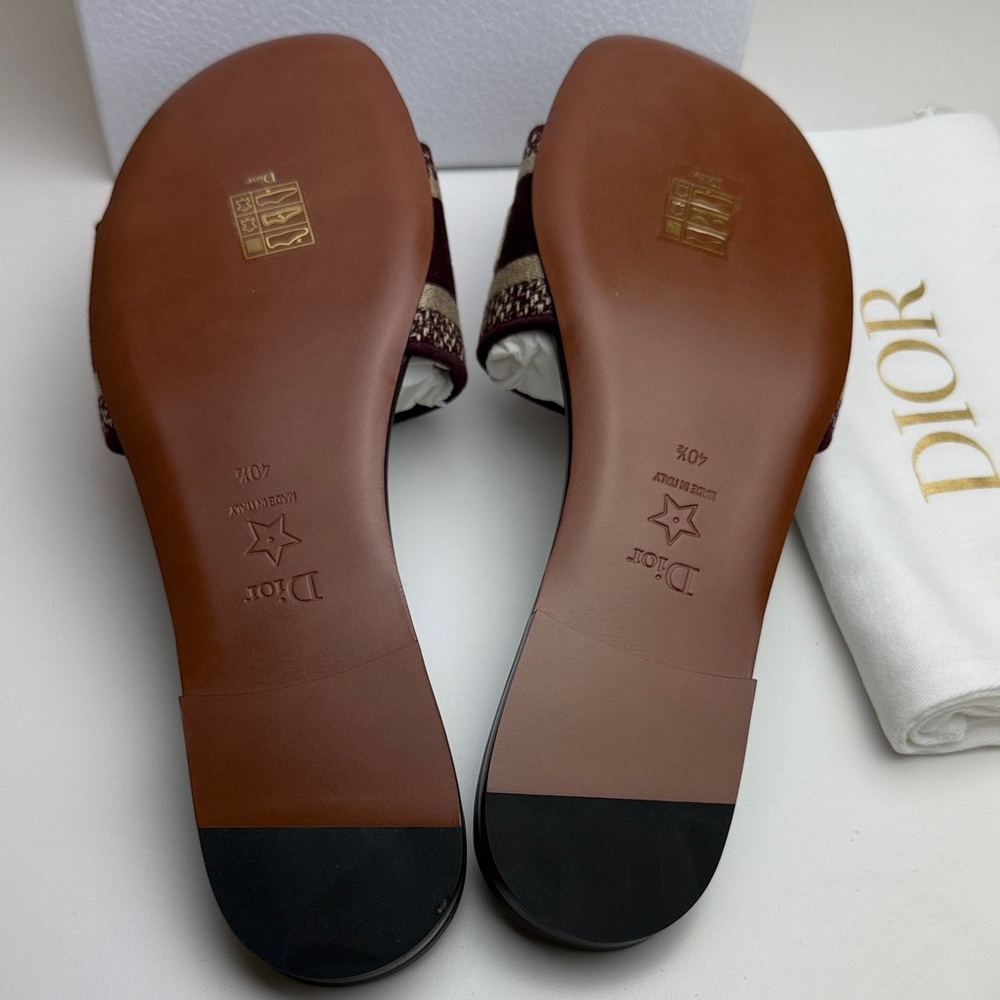 Dior Dway Slides Sz 40.5 Logo Strap Slide Sandals Deep Amaran/ Burgundy - Picture 5 of 7